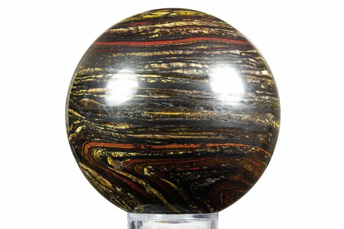 Polished Tiger Iron Stromatolite Sphere - Billion Years #351786